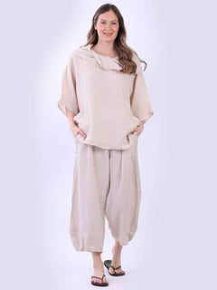 Linen Baggy Top Beige