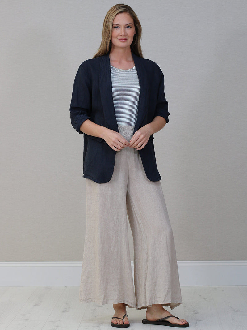 Plain Linen Jacket Navy