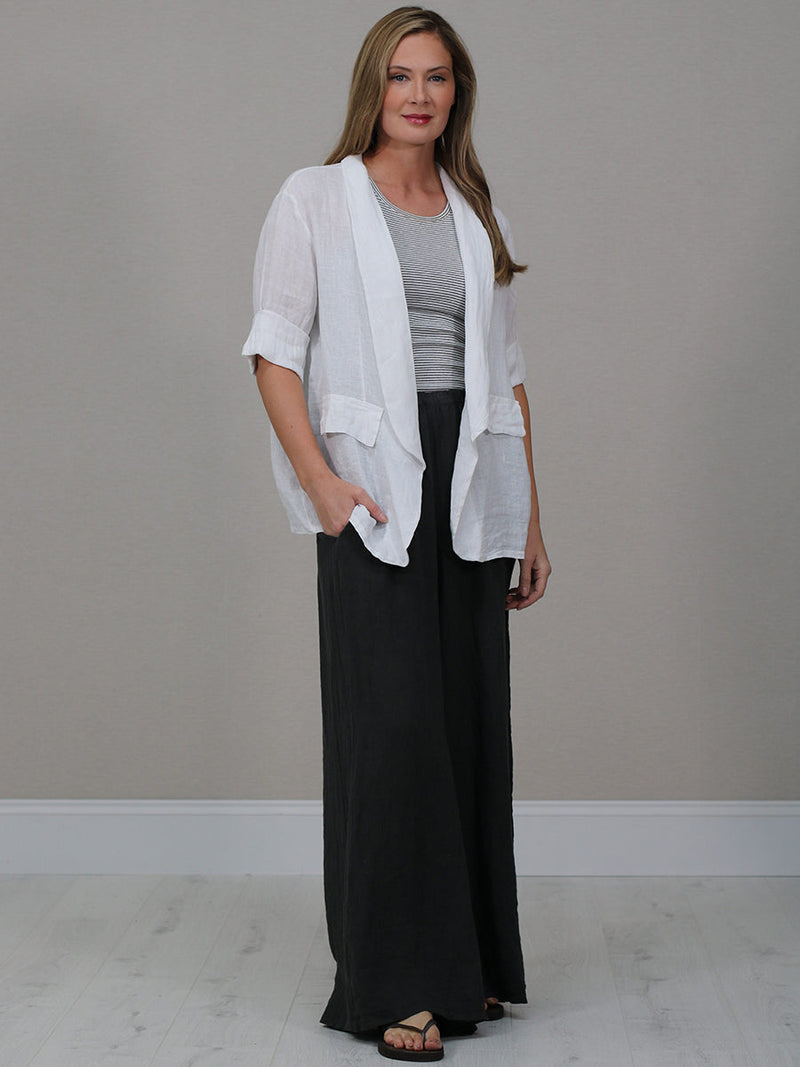 Plain Linen Jacket White