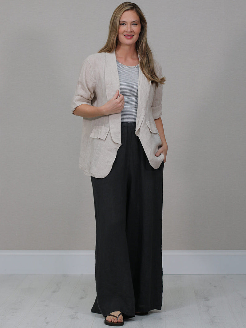 Plain Linen Jacket Beige