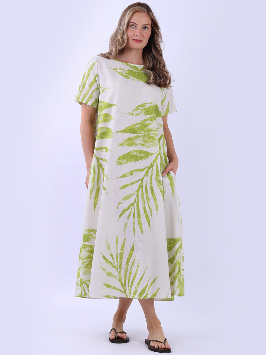 Summer Linen Dress Lime Green