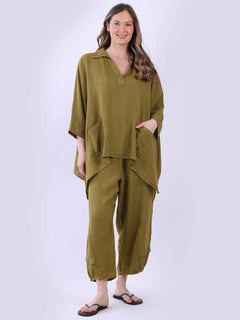 Linen Batwing Top Olive