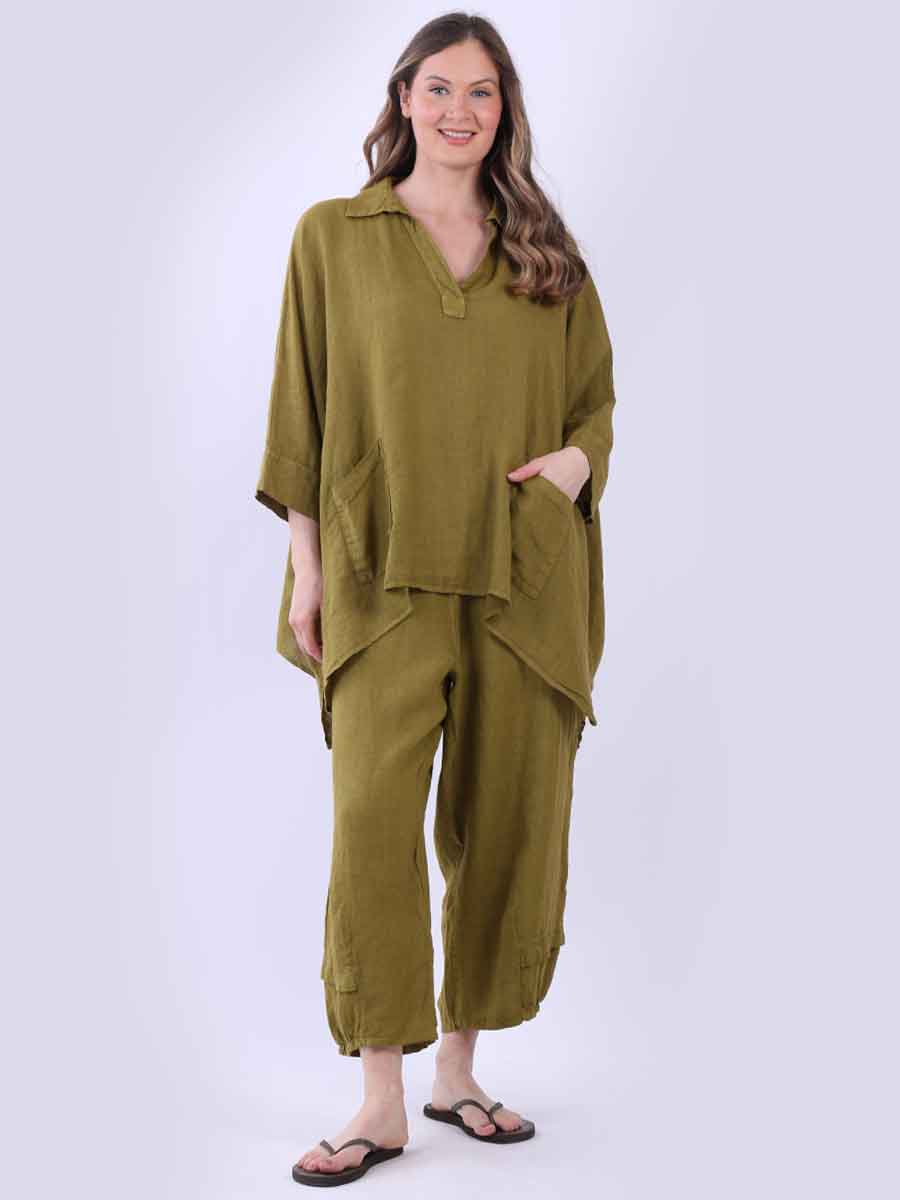 Linen Batwing Top Olive