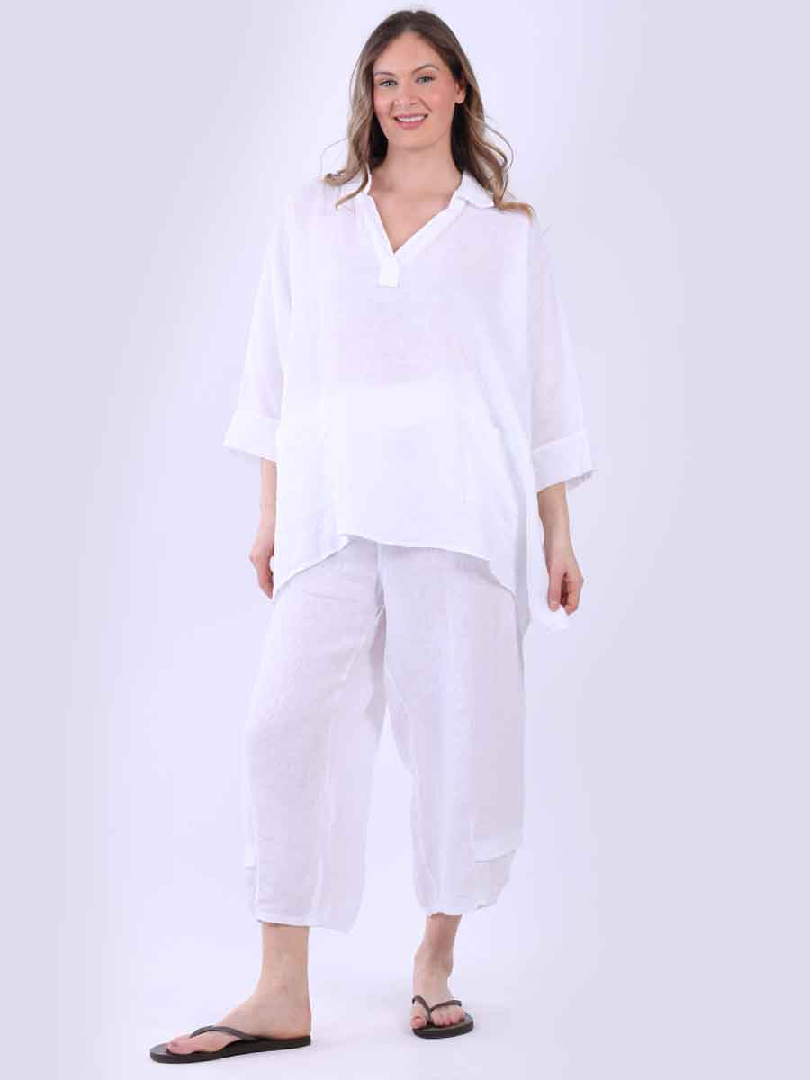 Linen Batwing Top White