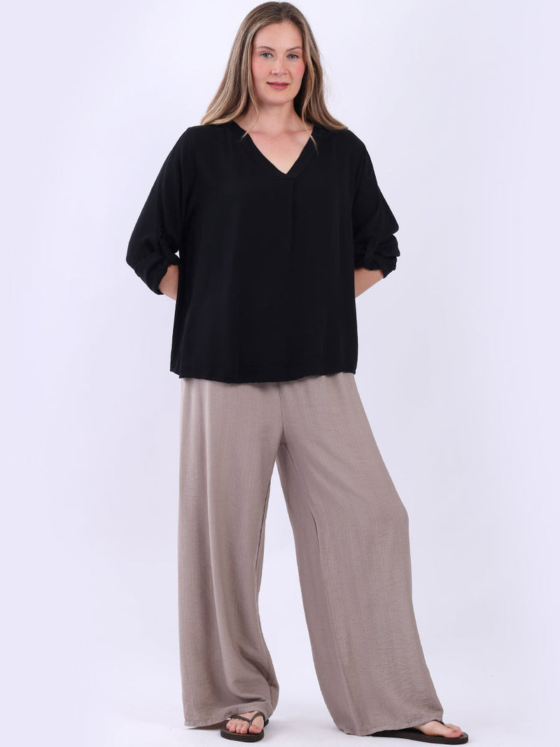 Solid Baggy Crop Top Black