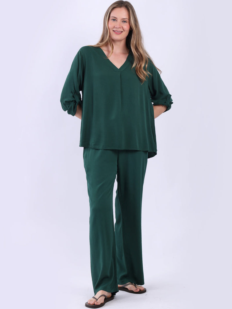 Solid Baggy Crop Top Bottle Green