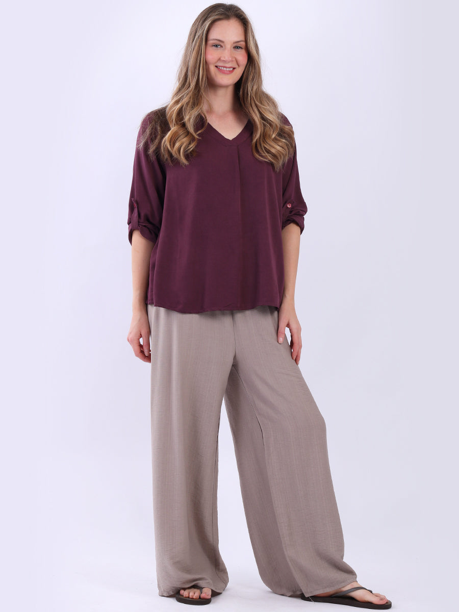 Solid Baggy Crop Top Magenta