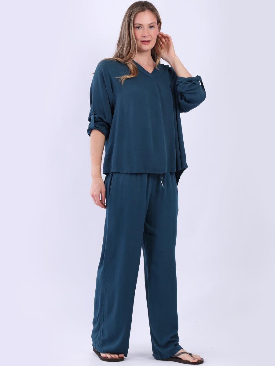 Solid Baggy Crop Top Teal