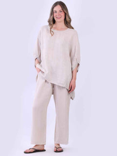 Plus Size Linen Top Beige