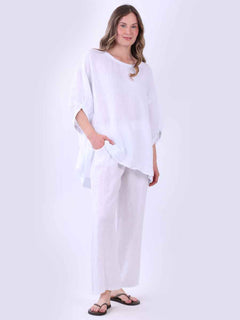 Plus Size Linen Top White