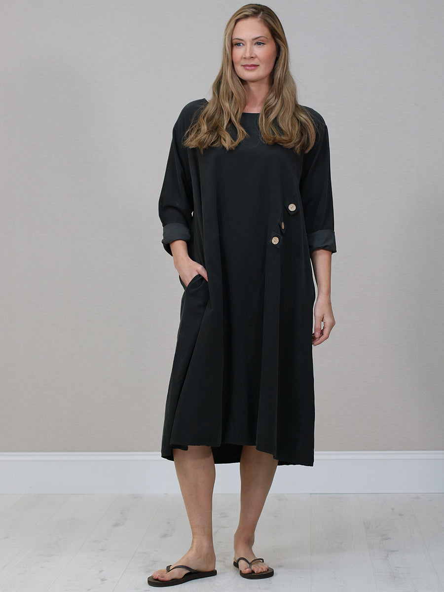 Plus Size Cotton Corduroy Dress Charcoal