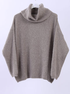 Boxy Woolen Knit Jumper Beige