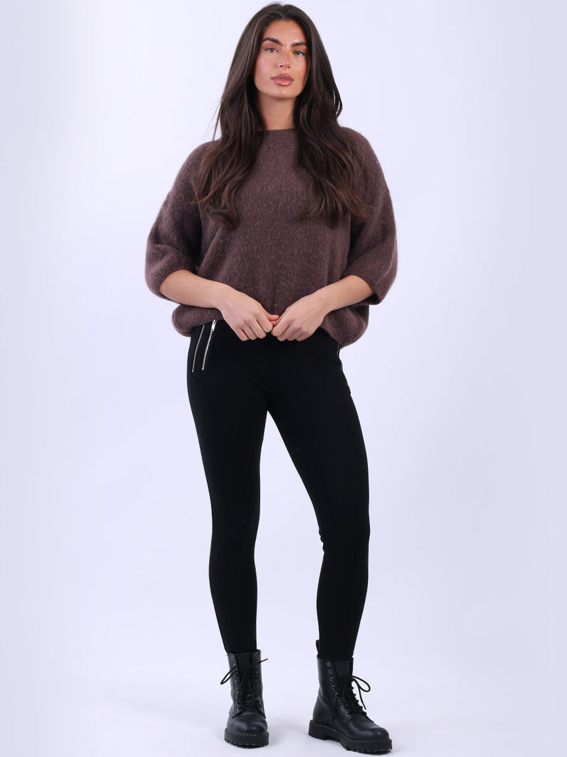 Baggy Knit Wooly Jumper Chocolate