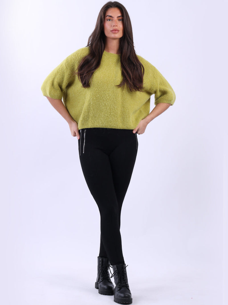 Baggy Knit Wooly Jumper Lime Green
