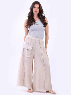 Plain Linen Trouser Beige