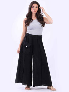 Plain Linen Trouser Black