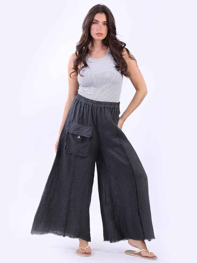 Plain Linen Trouser Charcoal