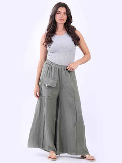 Plain Linen Trouser Khaki