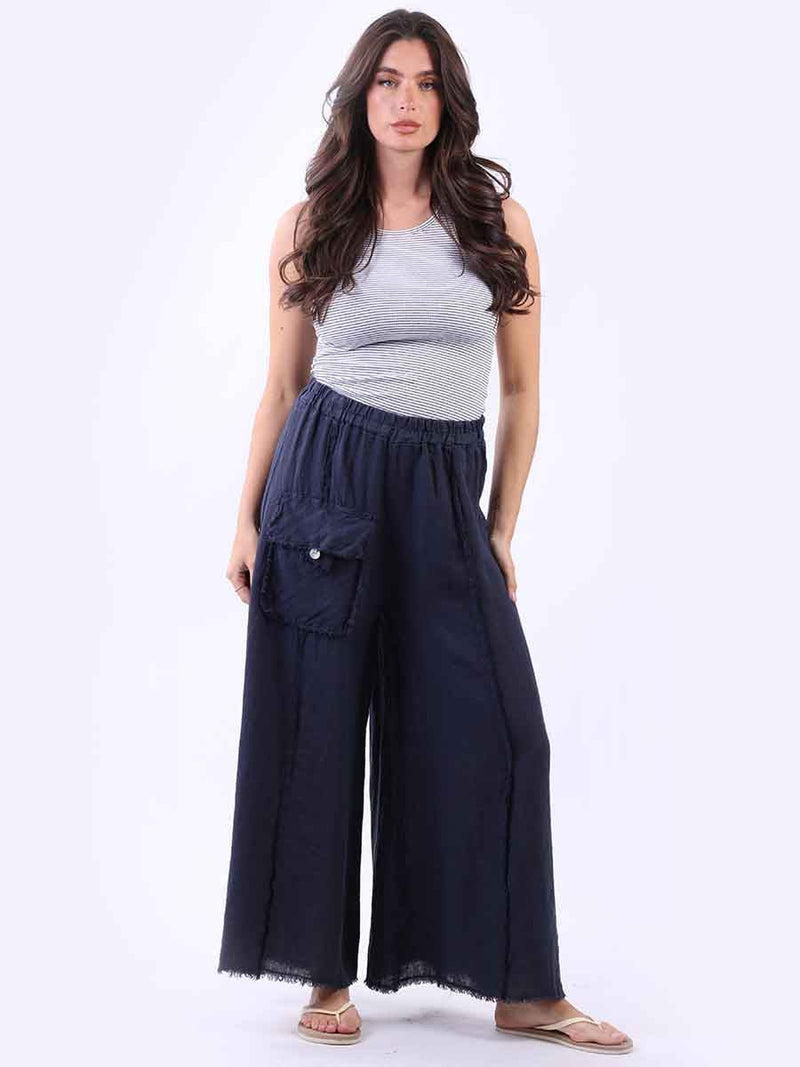 Plain Linen Trouser Navy