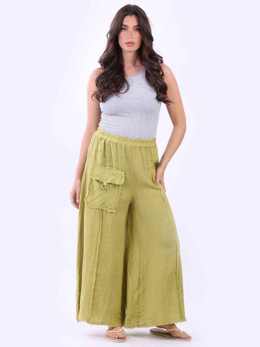 Plain Linen Trouser Olive