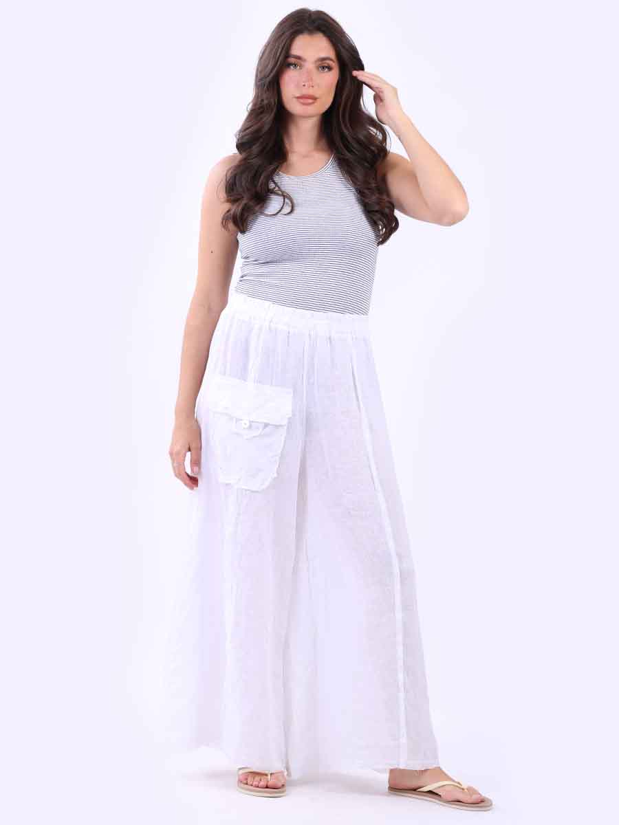 Plain Linen Trouser White