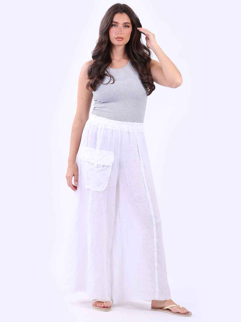 Plain Linen Trouser White