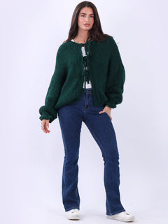 Wool Knitted Cardigan Bottle Green