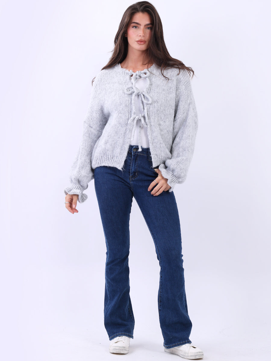 Wool Knitted Cardigan Silver