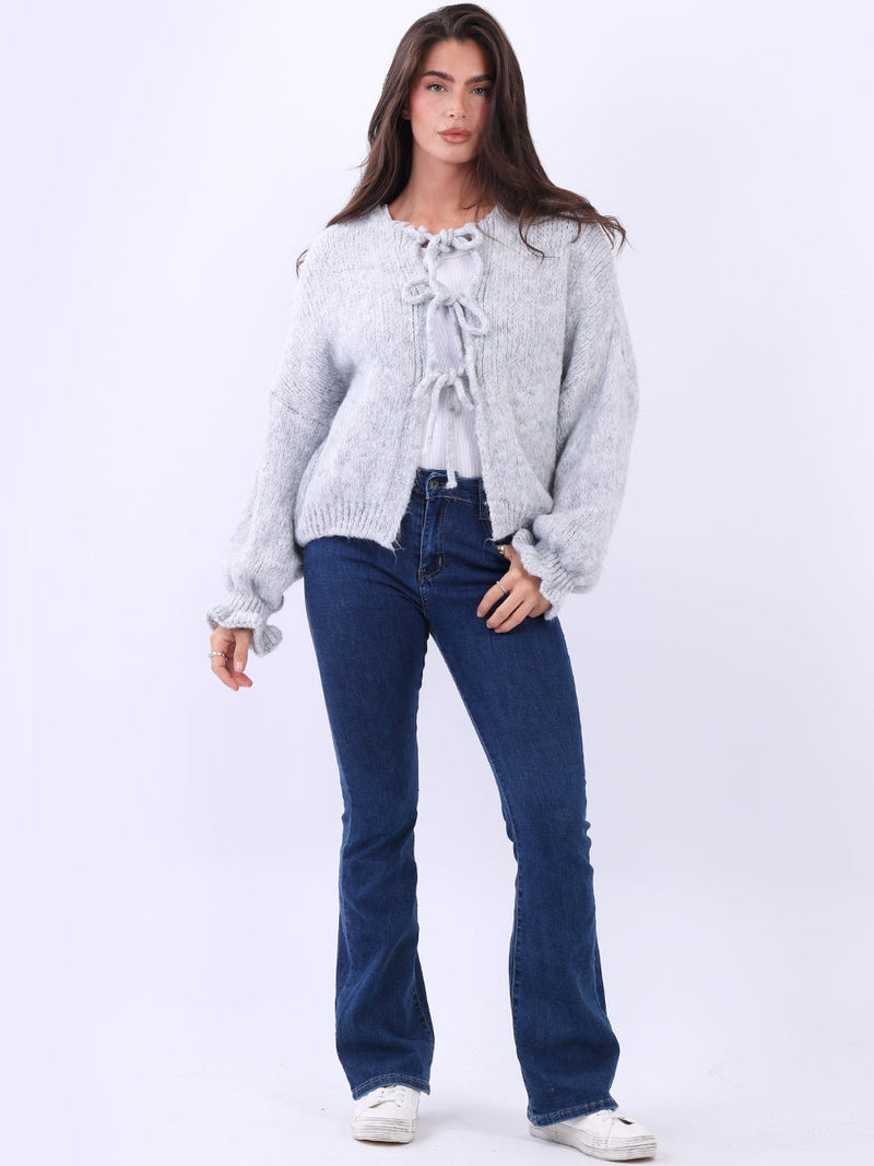 Wool Knitted Cardigan Silver