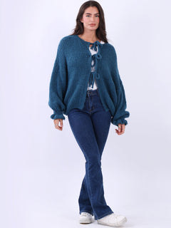 Wool Knitted Cardigan Teal