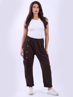 Solid Cotton Cargo Pant Chocolate