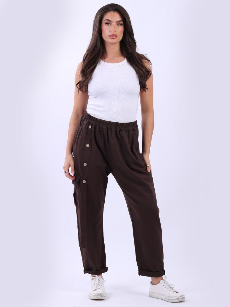 Solid Cotton Cargo Pant Chocolate