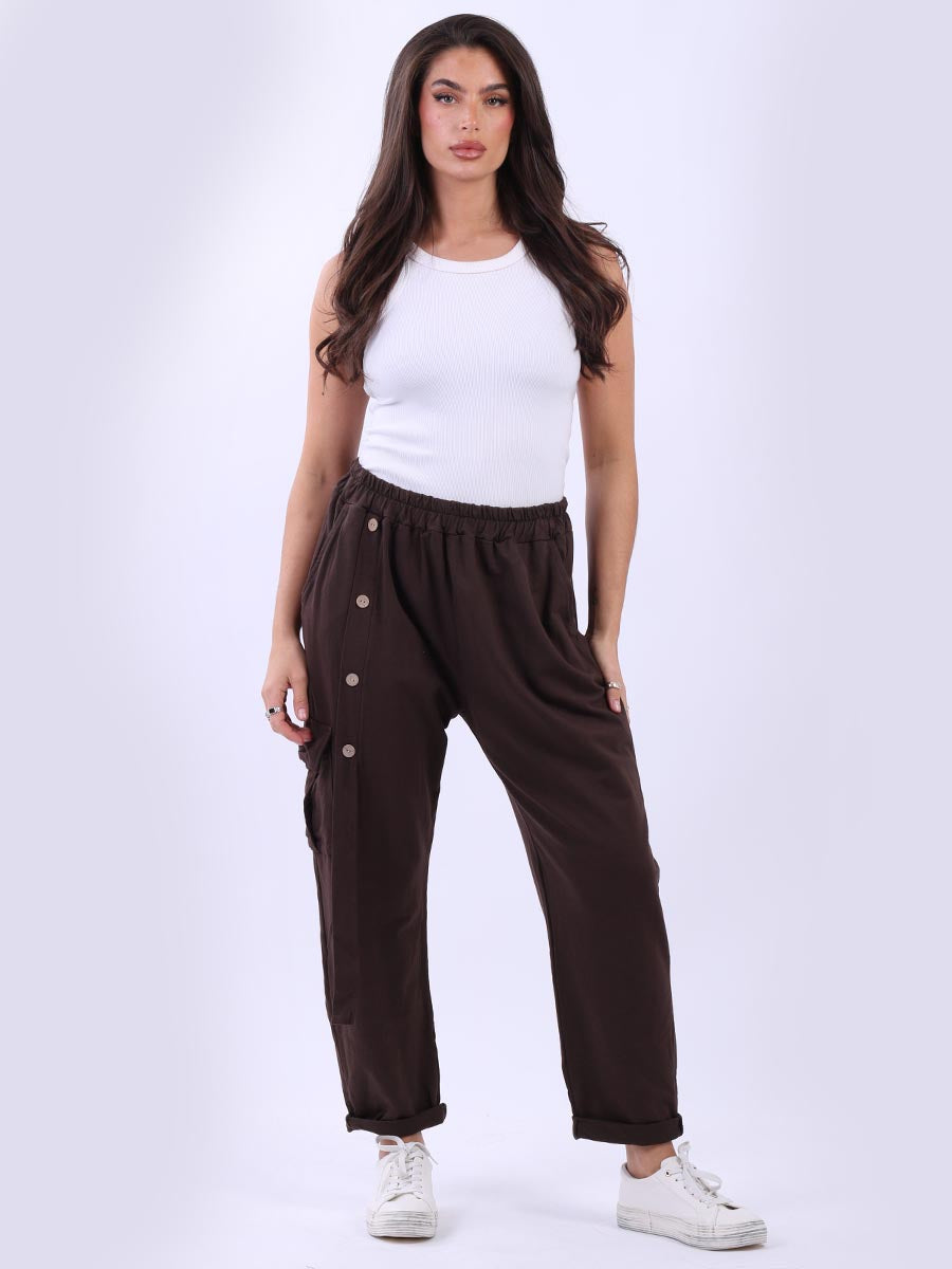 Solid Cotton Cargo Pant Chocolate