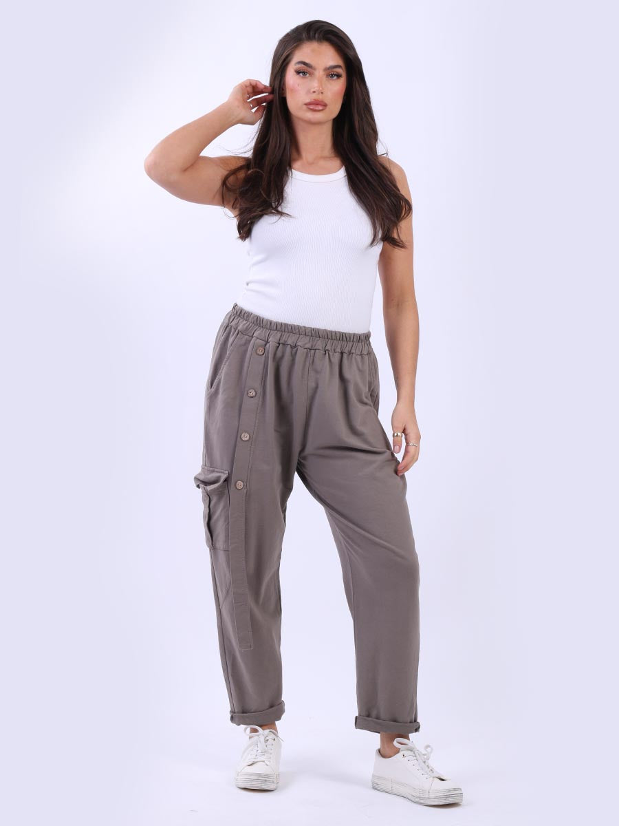 Solid Cotton Cargo Pant Mocha