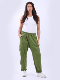 Solid Cotton Cargo Pant Olive