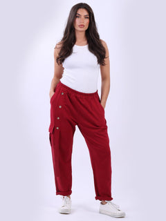 Solid Cotton Cargo Pant Wine