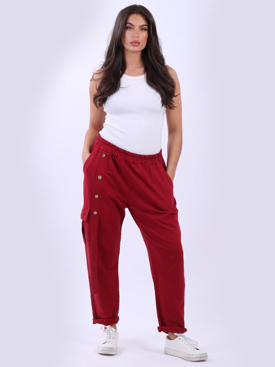 Solid Cotton Cargo Pant Wine