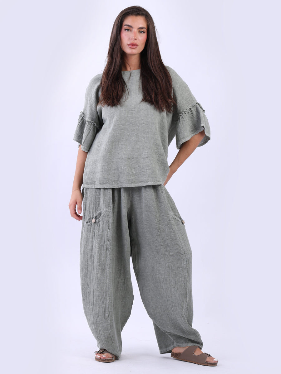 Vintage Wash Linen Tunic Khaki