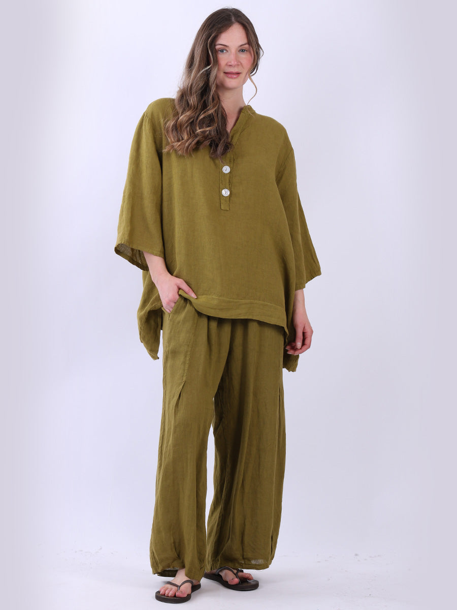 Plus Size Linen Top Olive