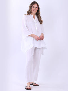 Plus Size Linen Top White
