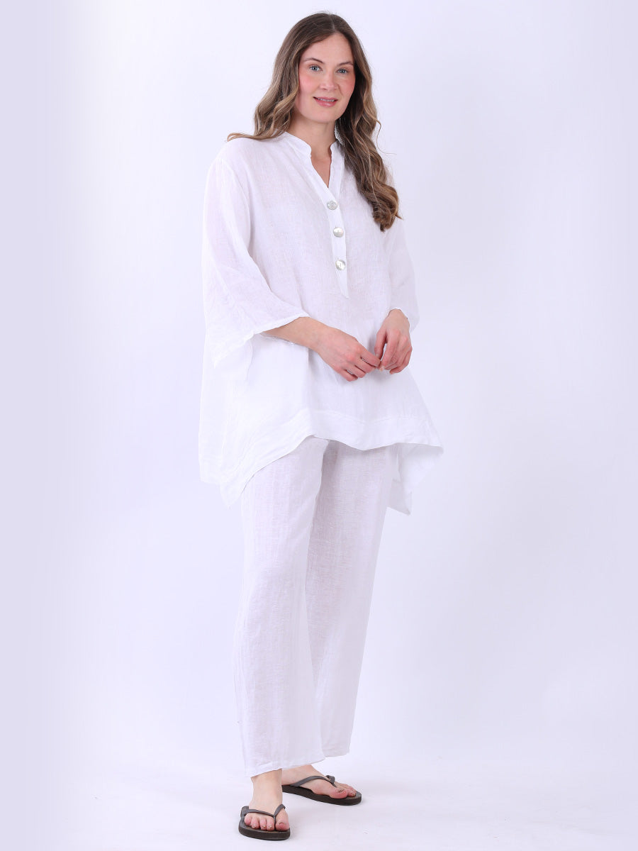 Plus Size Linen Top White