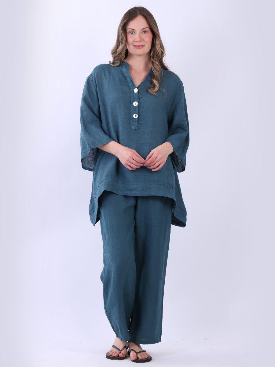 Plus Size Linen Top Teal