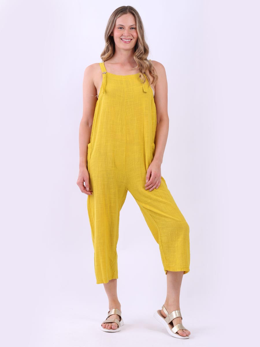 Plain Strappy Dungaree Mustard