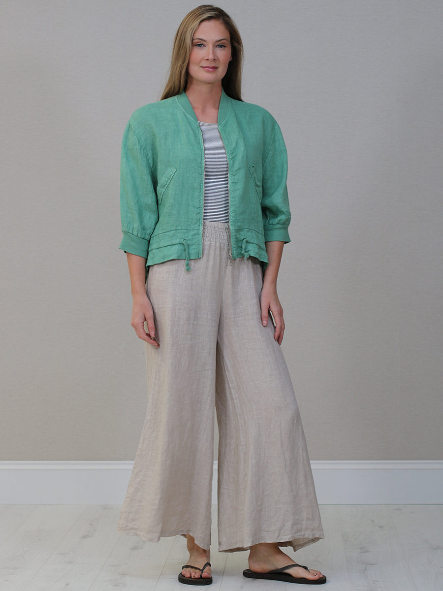 Crop Linen Jacket Sage