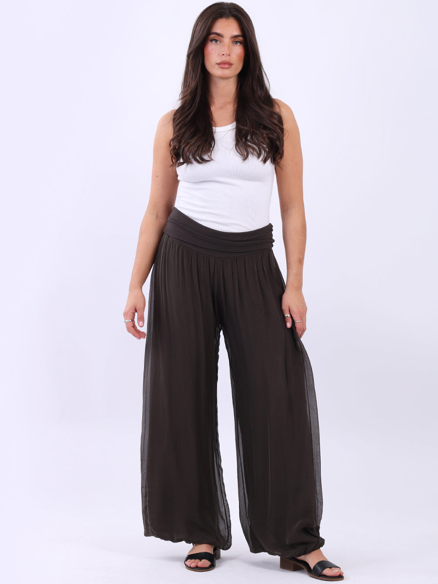 Wide Leg Silk Trouser Chocolate