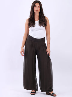 Wide Leg Silk Trouser Chocolate