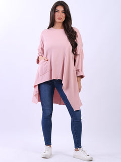 Plus Size Batwing Cotton Top Pink