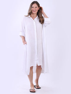 Linen Shirt Dress White