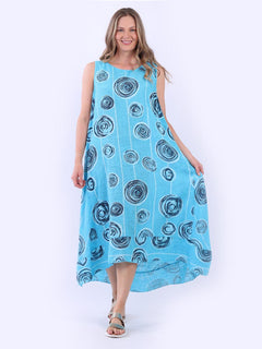 Sleeveless Oversized Cotton Dress Azure