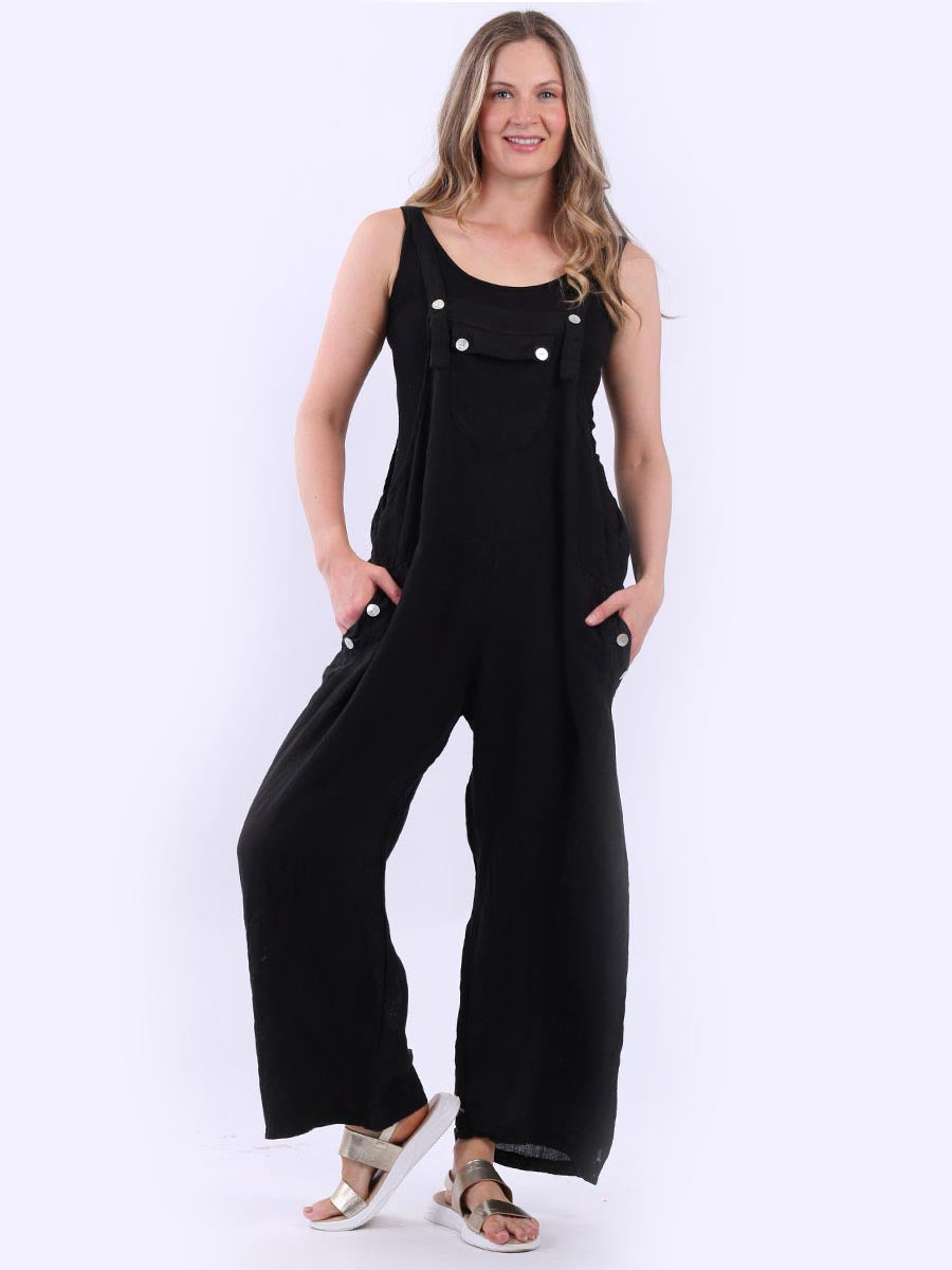 Plus Size Linen Pabo Jumpsuit Black